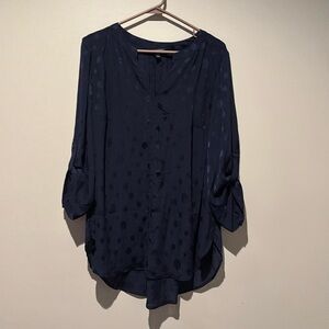 Navy patterned tunic blouse
